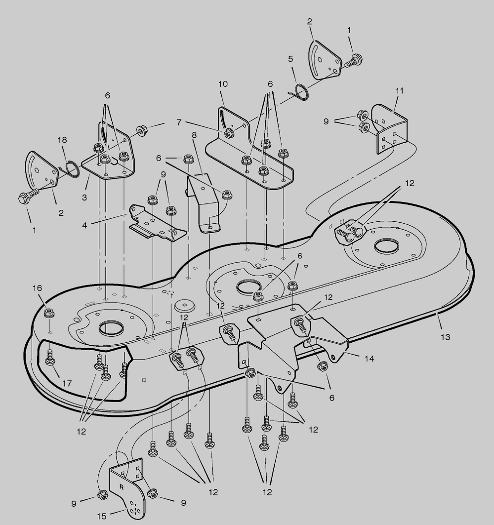 Mower Housing Diagram and Parts List for 461005X68A 2004 Briggs and Stratton Lawn Tractor